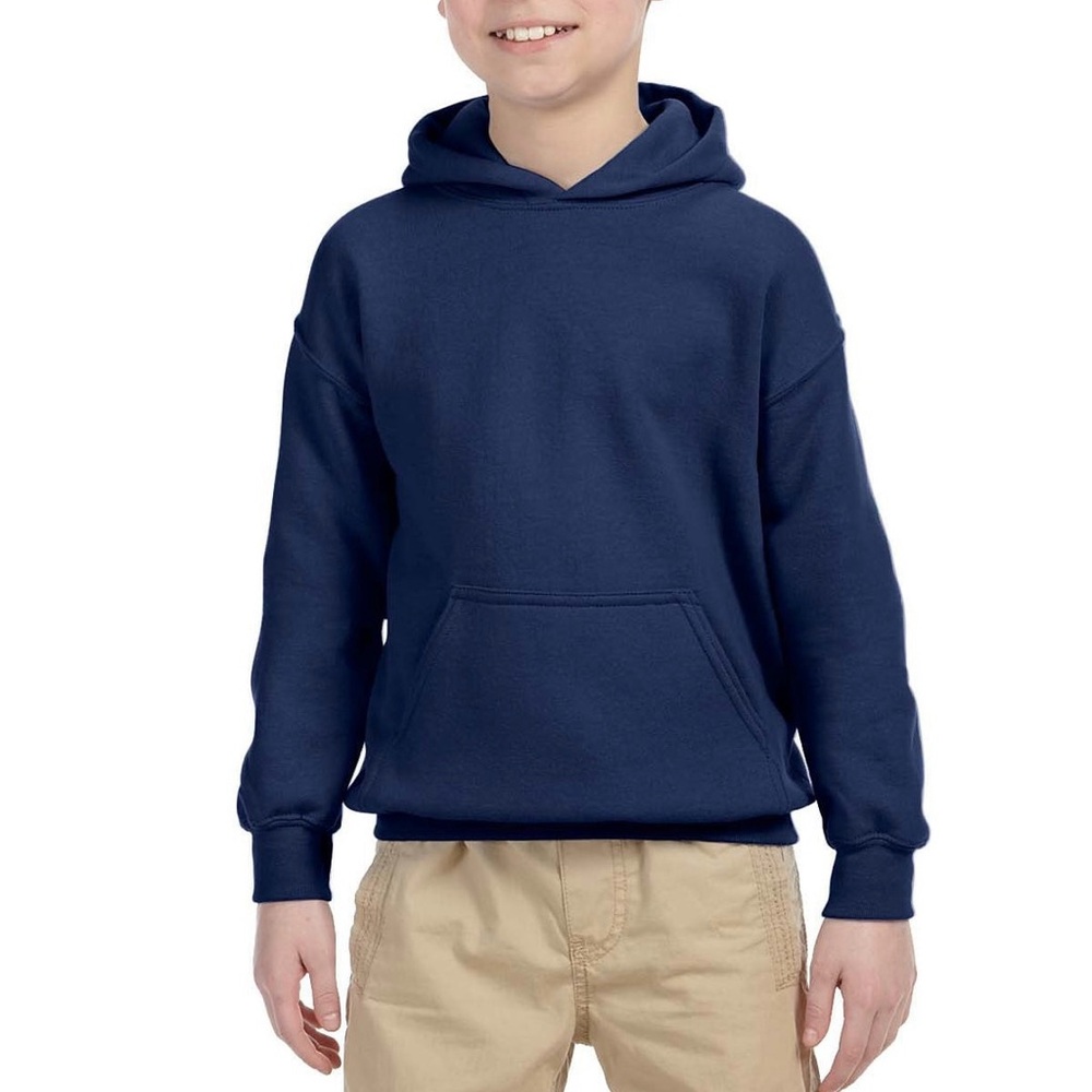 KIDS GILDAN NAVY BLUE HEAVY BLEND YOUTH HOODIE SIZE S